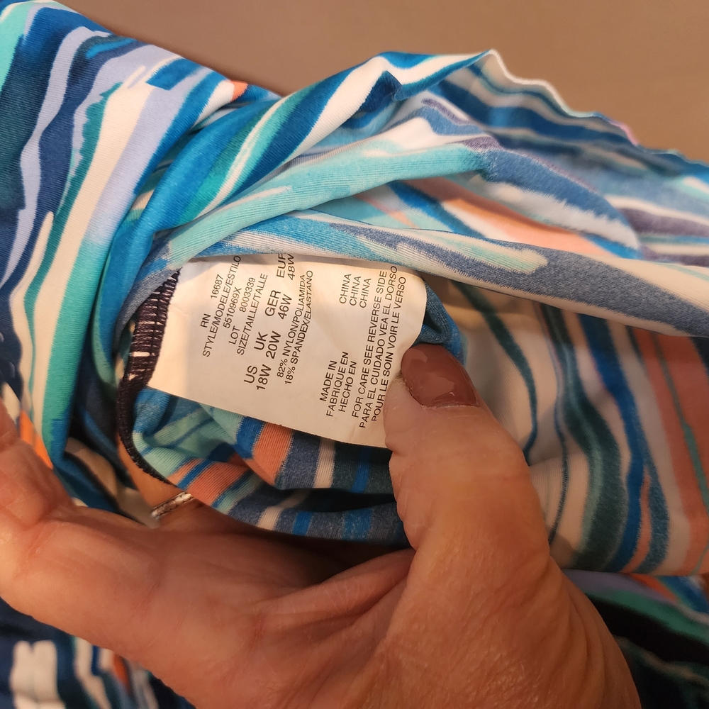 Blue and Orange Striped Swim Tankini Top - Picture 2 of 3